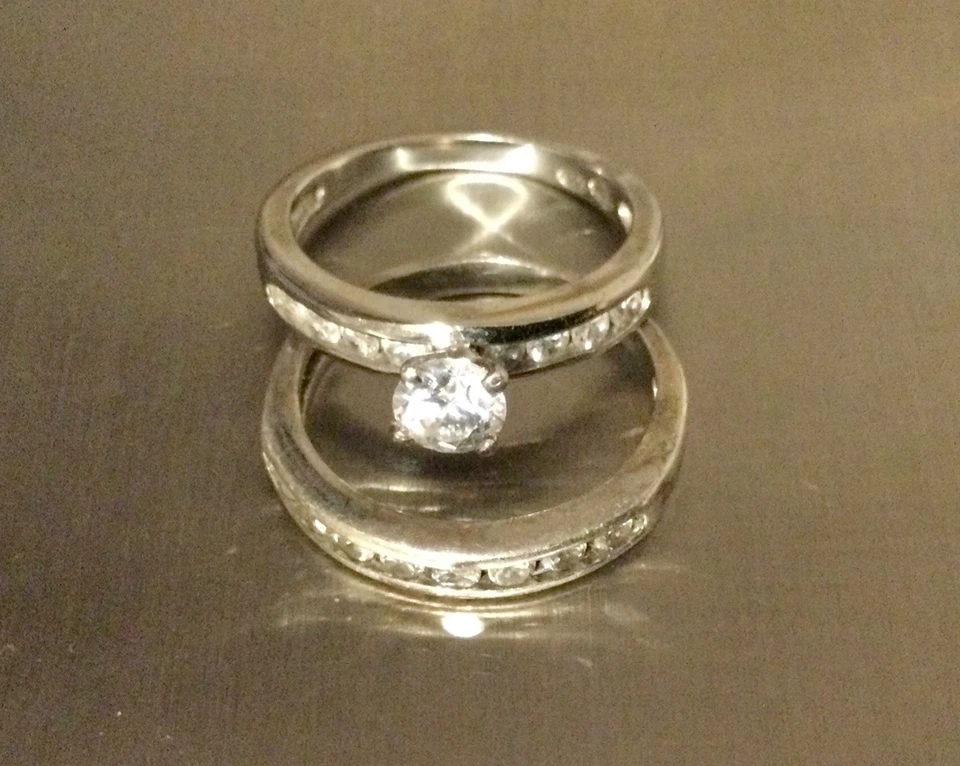LOT Bagues Argent Massif T 52, Bijoux Vintage/Anciens 925-Alliance-Fiançailles - Photo 2/4