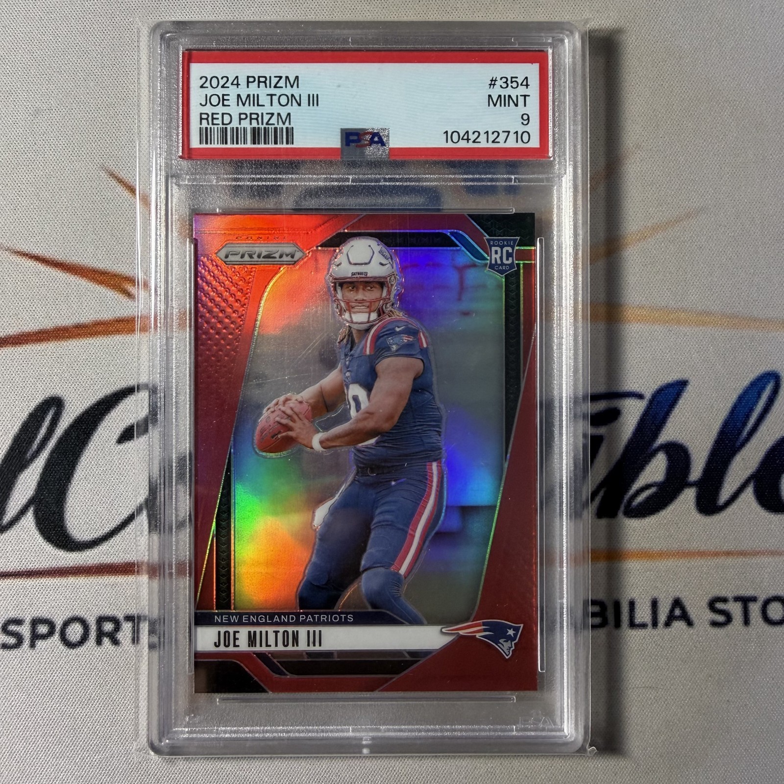 Joe Milton III 2024 Panini Prizm #354 Retail Red SSP Patriots Cowboys PSA 9