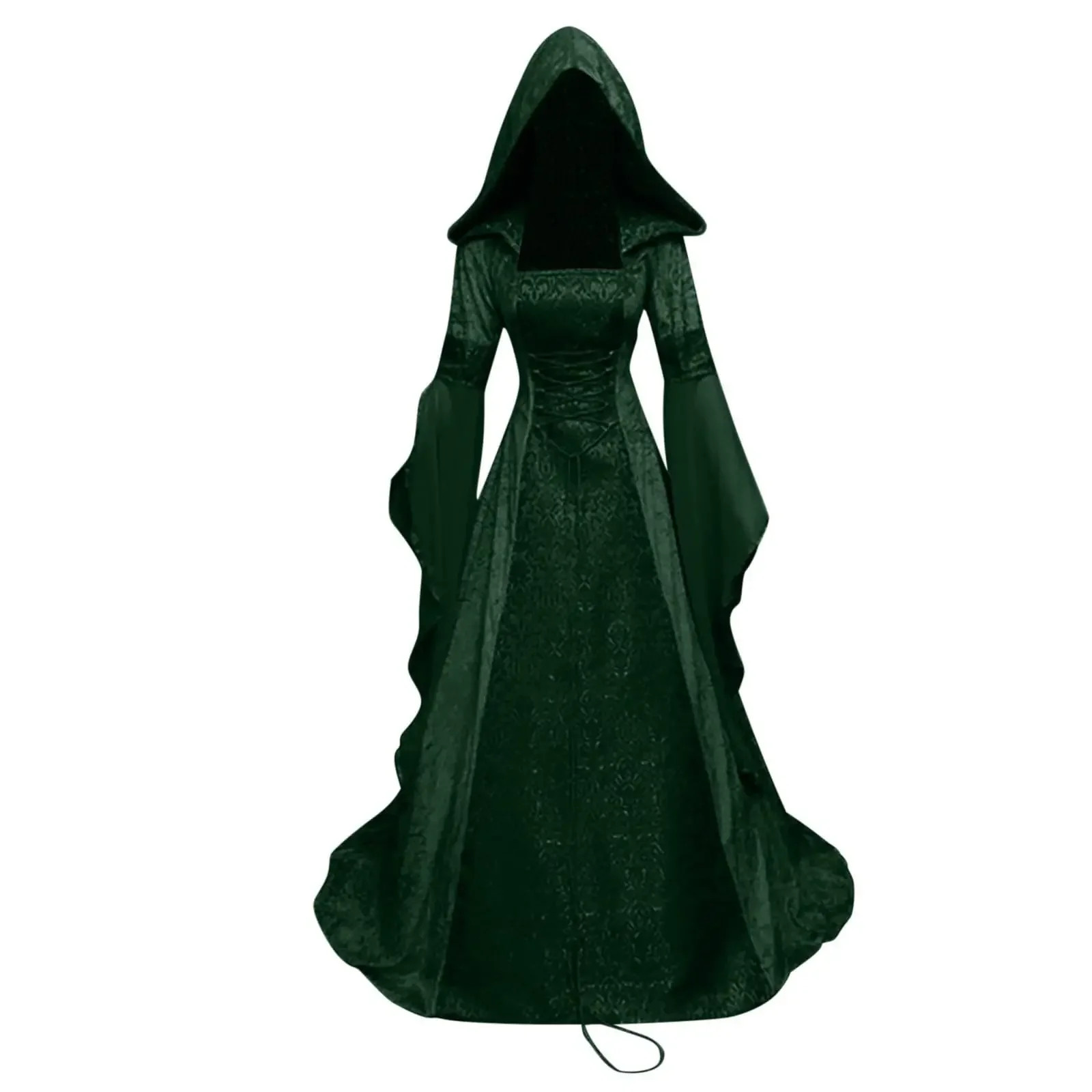 Mujeres Vestido de Bruja de Lujo Medieval Renacimiento Maxi Vestido de Tren Halloween Diablo P