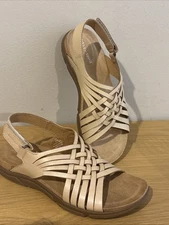 Easy Spirit Women's Semar Leather Sandals Taupe Sz 6 1/2 W NEW