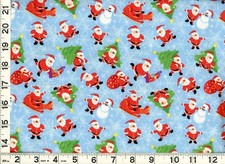 Santa Snowmen Snowflakes Lt Blue Christmas Quilting Sewing Fabric by Yard 3260