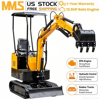  NJ/CA/TX/GA Mini Excavator 1 Ton Digger 13.5hp Gas Tracked Crawler EPA Engine