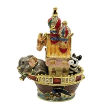 Noah’s Ark Trinket Jewelry Box Collectible Decorative Enamel Jeweled Vintage