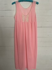 Vintage Peach Pink Boho Babydoll Style Nightgown Sheer Sz M