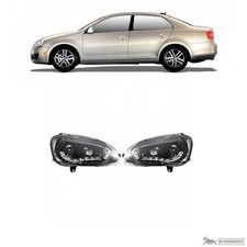 Scheinwerfer Set Schwarz Klarglas H1/H1 für VW Golf V Jetta III + Blinker