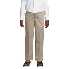 Lands  End Boys Iron Knee Chino Pants Size 16 Slim Khaki Uniform NWT
