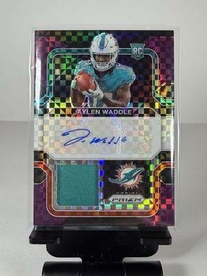 2021 Panini Prizm Jaylen Waddle Purple Power Rookie Patch Autograph /49