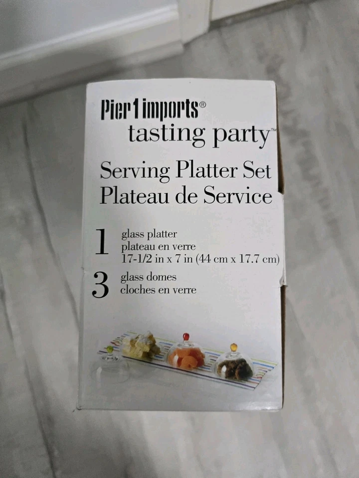 Pier 1 Imports Serving Dish Set 3 Glass Domes & Serving Plate - New - Image 3 of 3