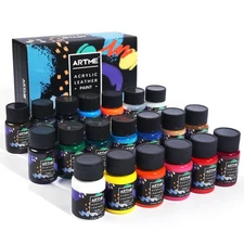 Acrylic Leather Paint Set, 20 Colors x 30ml Acrylic Leather Dye Kit Perfect f...