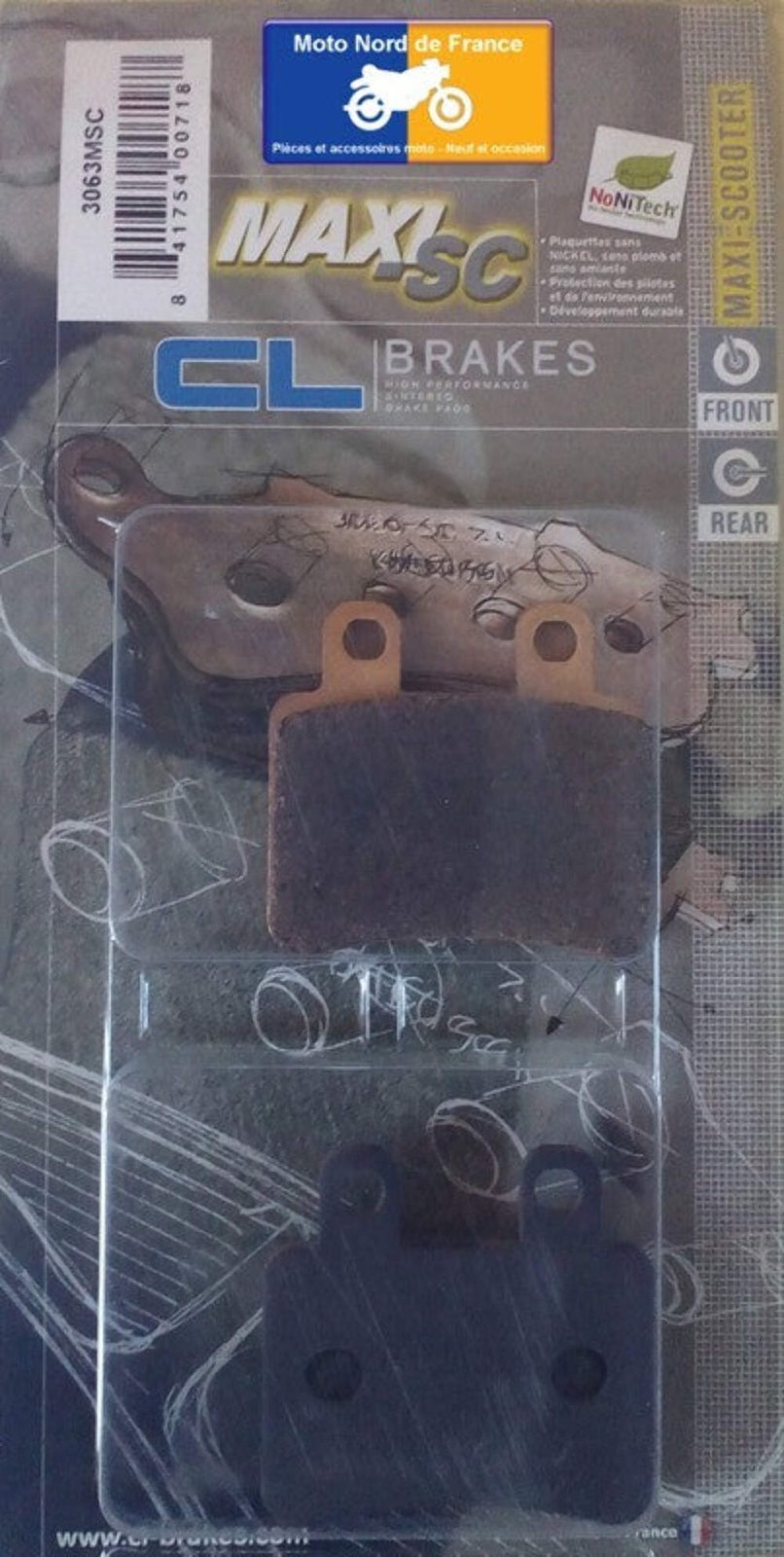 Plaquettes de frein arrière Carbone Lorraine pour scooter Peugeot 400 Geopolis AJP 2007-2012