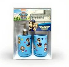 NEW PAW Patrol 3pc Bathroom Accessory Set Toothbrush Cup~Soap Pump~Storage Bin