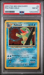 PSA 8 NM-MT Politoed Neo Discovery Holo Rare Pokemon Card 8/75