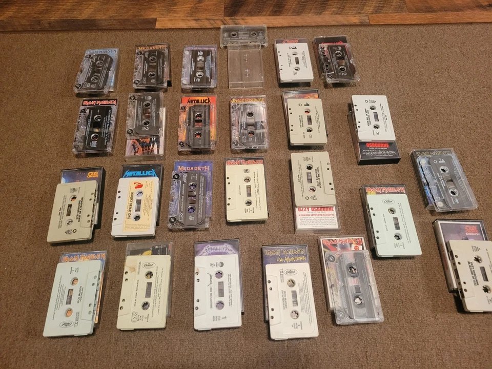 Vintage Cassette Lot Of 25 Metal Rock Metallica Ozzy Megadeth Iron Maiden Used - Image 3 of 4