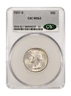 1937-D Washington Quarter CACG MS63 bright luster!