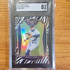 2021 Panini Select Premier Carlos Correa Astros #193 Zebra Prizm SGC 8