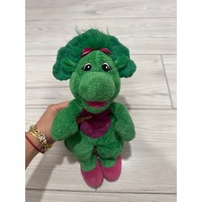 Vintage Barney and Friends Baby Bop Plush Green Triceratops 12 Inch 90s Toy