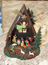 Vtg Shiny Brite Christmas Nativity Scene Plastic Mid Century Modern 6" 9411