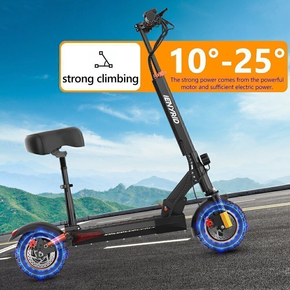 800 Motor Adult Electric Scooter 48V 12.5AH 28MPH 20Mi/h Range Off Road Fat Tyre