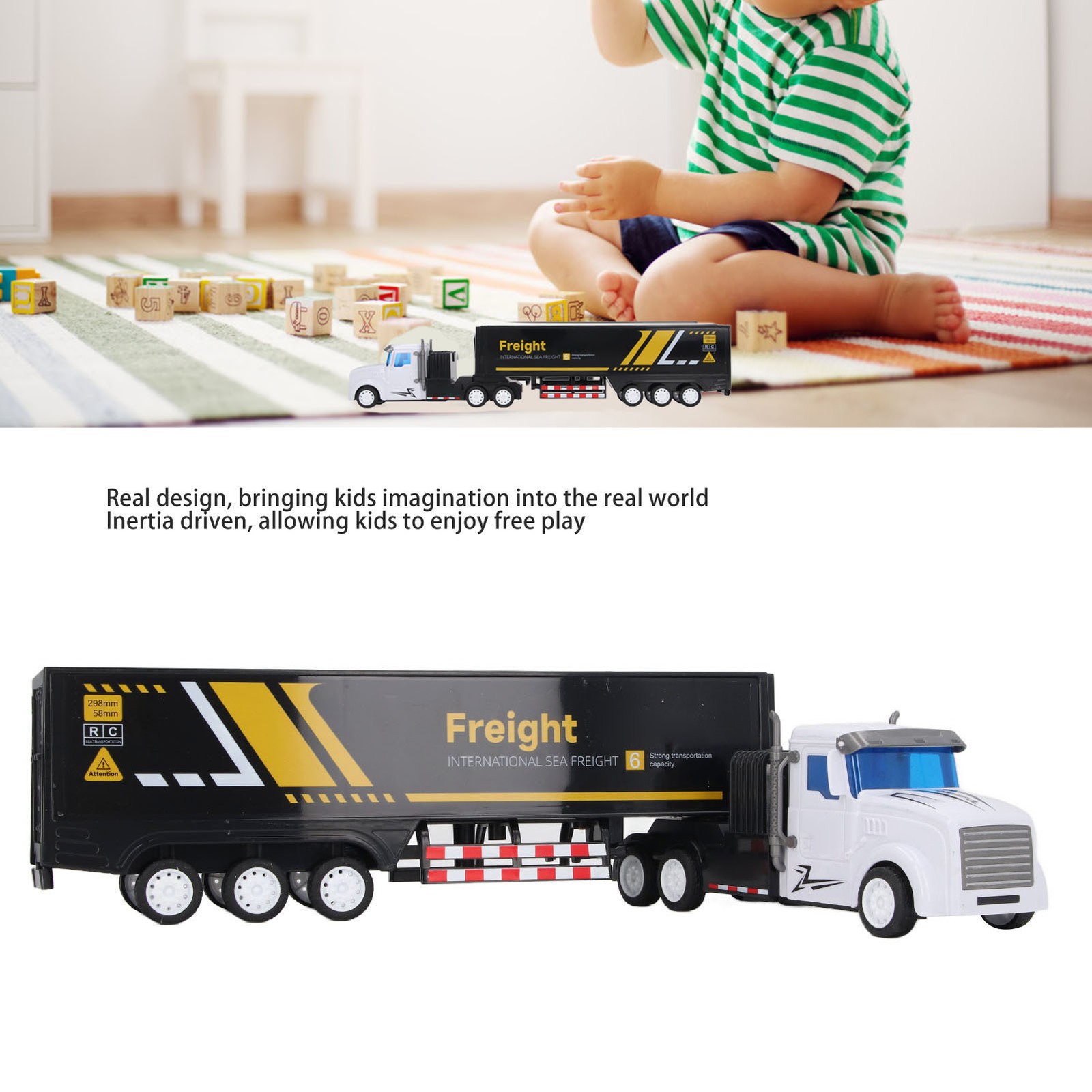 High Simulation Container Truck Toy Extended Carriage Inertial Car Toy For Kids