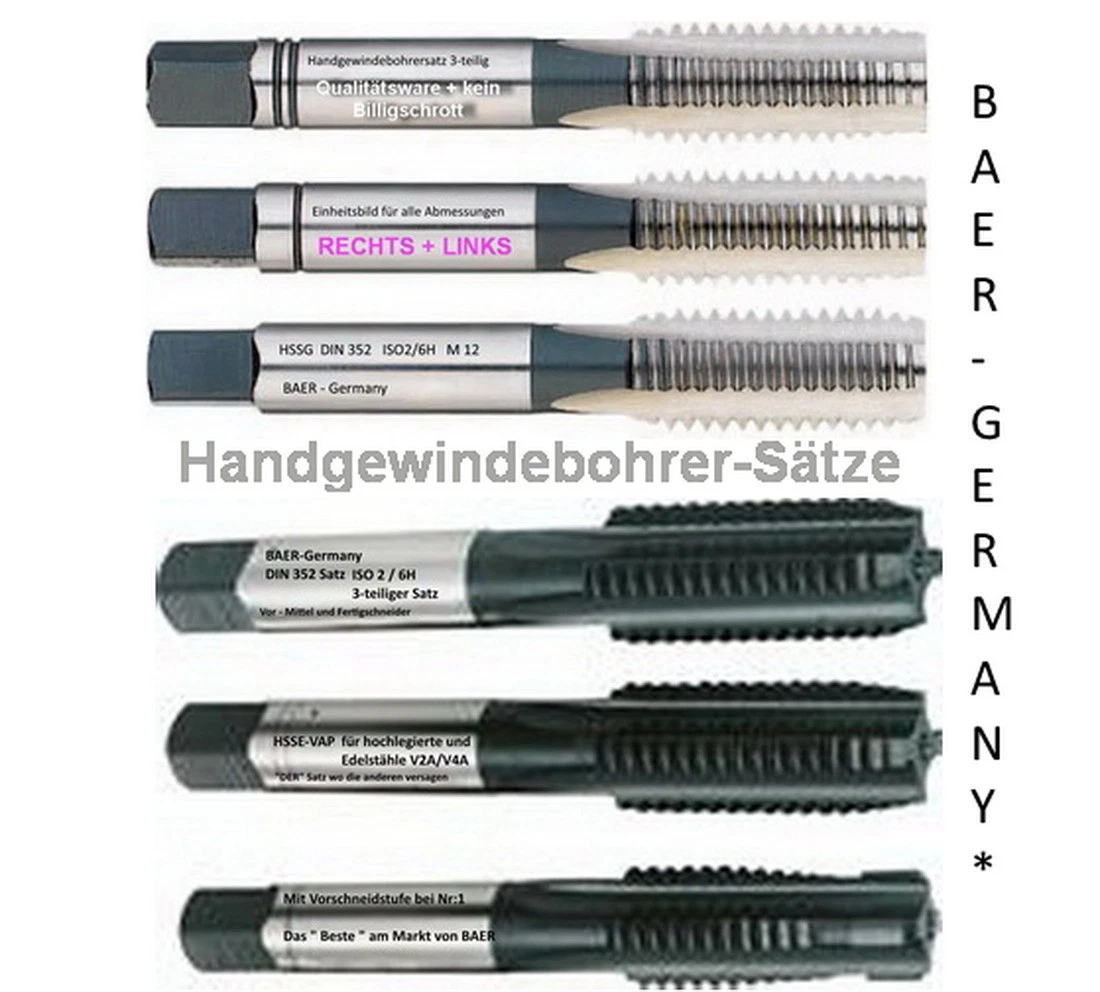 Filettatrice Per Tubi Idraulici Burkit M8 X 0,5 Filettatura Maschio Destra, HSS M8 X 0,5 Dritto Maschio Macchina Scanalato Filettatrice Manuale