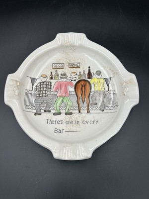 Vintage 1950s Ashtray There's One In Every Bar Horses Ass Florida Kenmar Japan