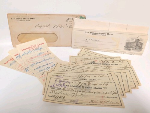 1941 DUKE of DUVAL San Diego State Bank TEXAS Bank Checks Infamous George Parr