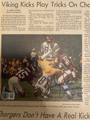 Charlie Joiner Signed Autographed Newspaper 1981 San Diego Chargers HOF BAS - Picture 2 of 2