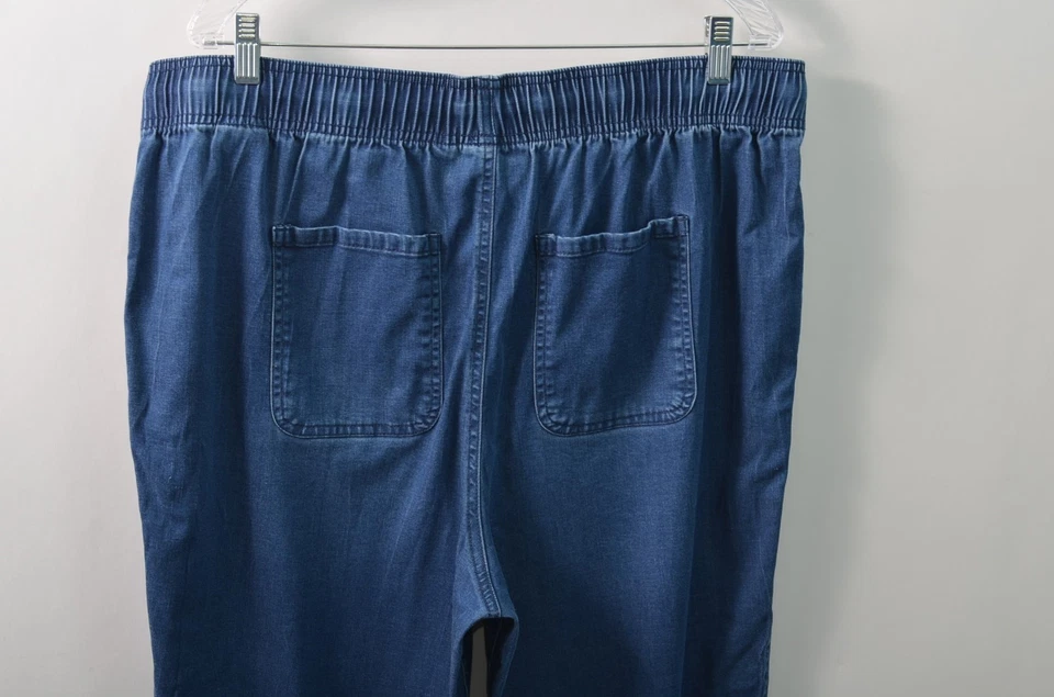 Belle Kim Gravel Capri Denim Pants Womens 18W Drawstring Pull On Pockets 24" Ins - Image 4 of 4