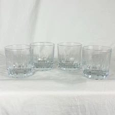 Set of 4 Vintage Crisa Clear Glass Old Fashioned Whiskey Glasses MCM Style 10 oz