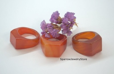 Geschnitzter Karneol Ring Handarbeit roter Karneol Ring Band Natur roter Stein Schmuck