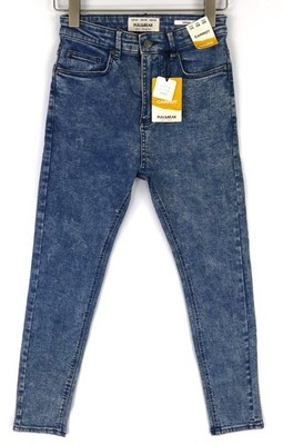 Pull & Bear Men's EU34 Blue Cotton Stretch Carrot Cut Casual 5-Pocket