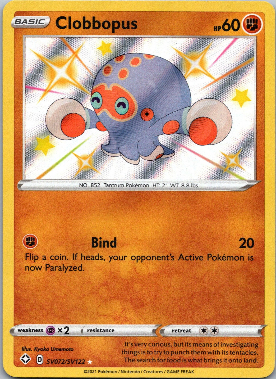 Pokemon Clobbopus Shiny Holo Rare Shining Fates: Shiny Vault SV072/SV122 NM