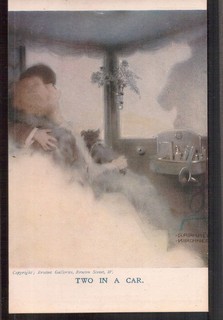VINTAGE POSTCARD EARLY ARTIST RAPHAEL KIRCHNER "TWO IN A CAR " 1900s