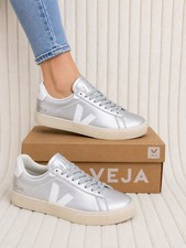 Veja Campo Women’s Silver White Sneakers Trainers Size Uk 6 Eu 39 Brand New Box