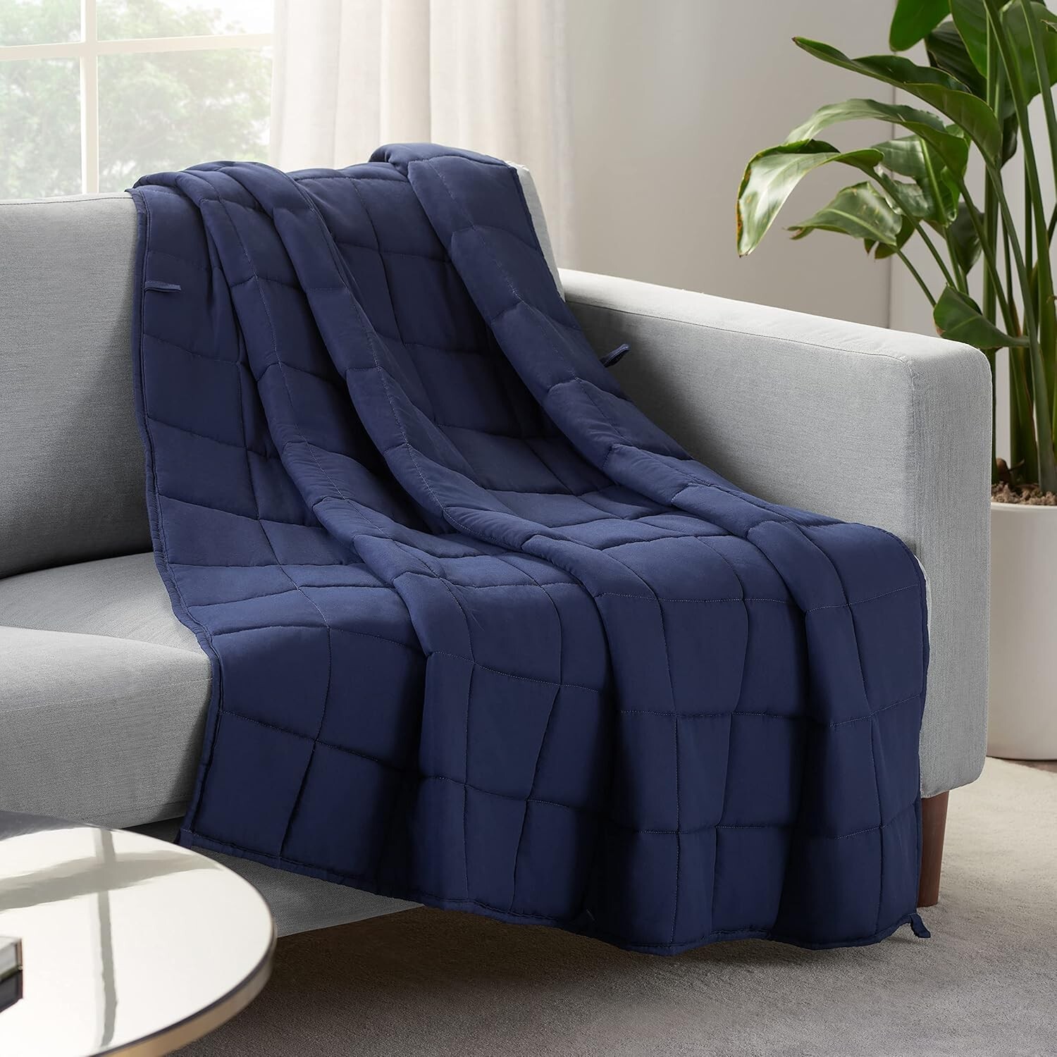Serta 15 lb King Size Weighted Blanket in Navy Blue-image