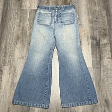 Vintage 70s Unbranded Distressed Talon Bell Bottom Flare Jeans - Size 30x30.5
