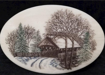 Oval Authentic Handcraft Art Picture by E. Fenton 1987
