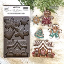 Redesign With Prima "Festive Gingerbread Treats" Decor Mould, Food Safe Silicone