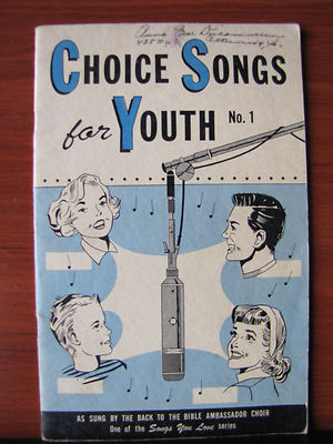 Choice Songs for youth No 1 1957 PB-music vocal gospel  hymns spiritual 