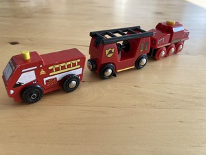brio fire engine train set