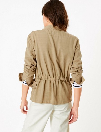 M&S COLLECTION Rich Fluid Cotton Utility Jacket Tencel™ T494131 High Neck Beige - 第 2/8 張圖片