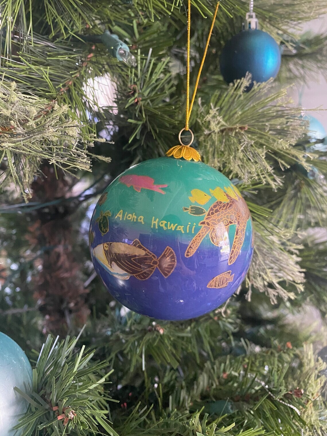 Hawaiian Hand Painted State Fish Tropical Sea Life Christmas Ornament