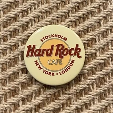 Vintage Hard Rock Cafe Classic Stockholm New York London Pin Button Badge