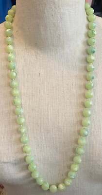 Vintage Light Green Marbled Plastic Bead Knot Single Strand