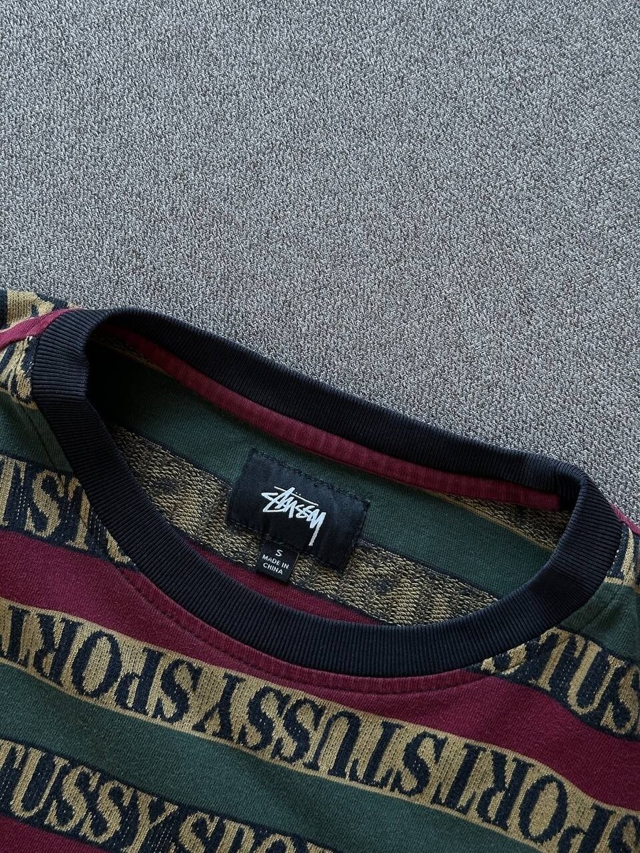 Stussy Sport monogram striped cotton t-shirt multicolor