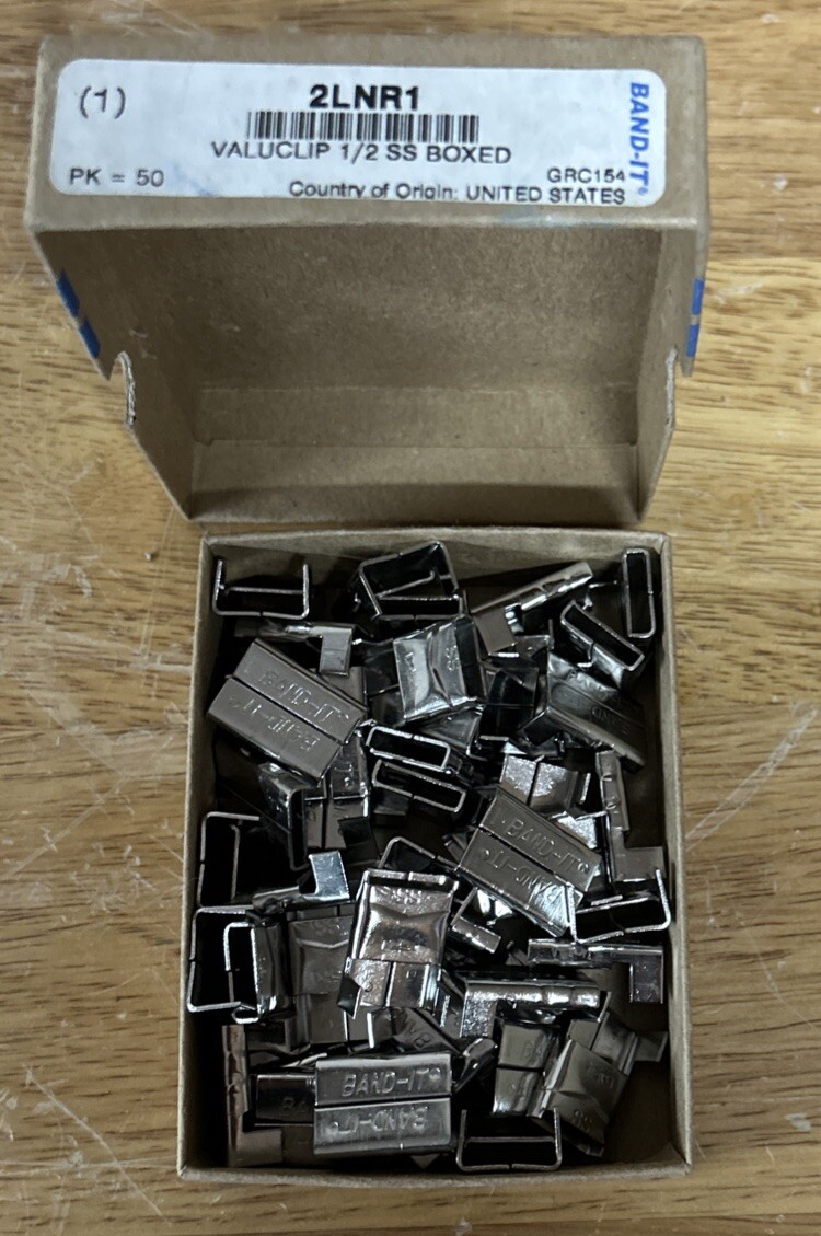 BOX OF 50 BAND-IT ValuClip Banding Clip Light Duty 1/2" 2LNR1 SS Boxed