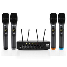 Pyle Wireless Microphone System Set W/ Bluetooth Receiver Base & 4 Mics (used)