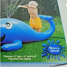 Inflatable Whale Sprinkler Pal Summer Water Toys Fun for Kids 16" x 16" x 43" 