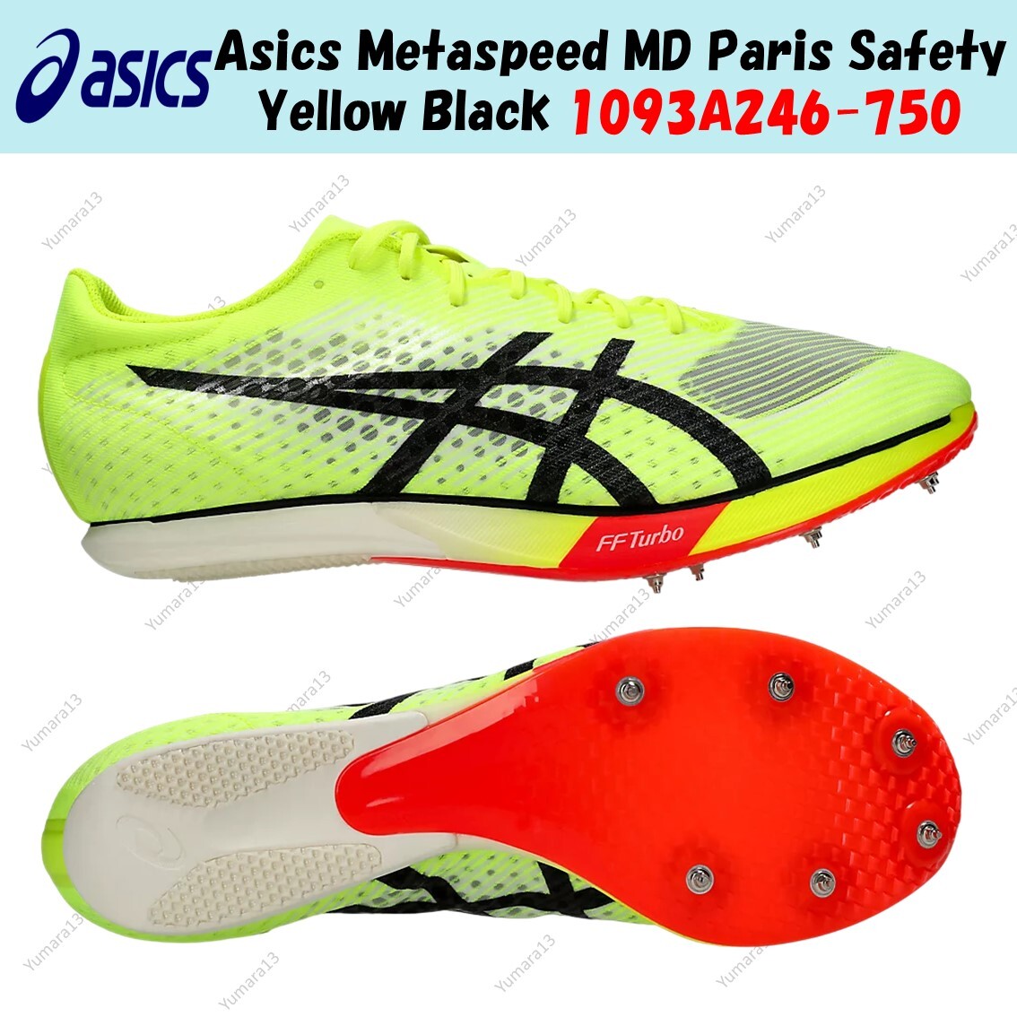 Asics Metaspeed MD Paris Safety Yellow Black 1093A246-750 Herren