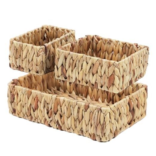 Wicker Storage Baskets for Shelves Organizing Set of 3 WHB-3P
